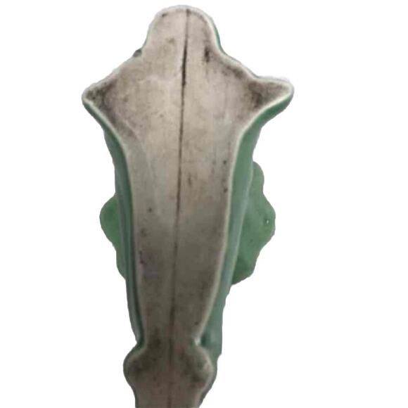 1950s Cameron Clay Horn of Plenty Cornucopia Art Pottery Green Vase USA Unmarked - Picture 6 of 6